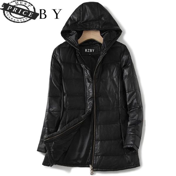 women's leather & faux jacket sheepskin style white duck down warm coat women real genuine outwear solid manteau femme hive 228, Black
women's leather & faux jacket sheepskin style white duck down warm coat women real genuine outwear solid manteau femme hive 228, Black