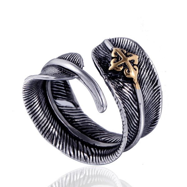 delicate ring takahashi goro male indian feather opening stainless steel cross titanium, Silver
delicate ring takahashi goro male indian feather opening stainless steel cross titanium, Silver