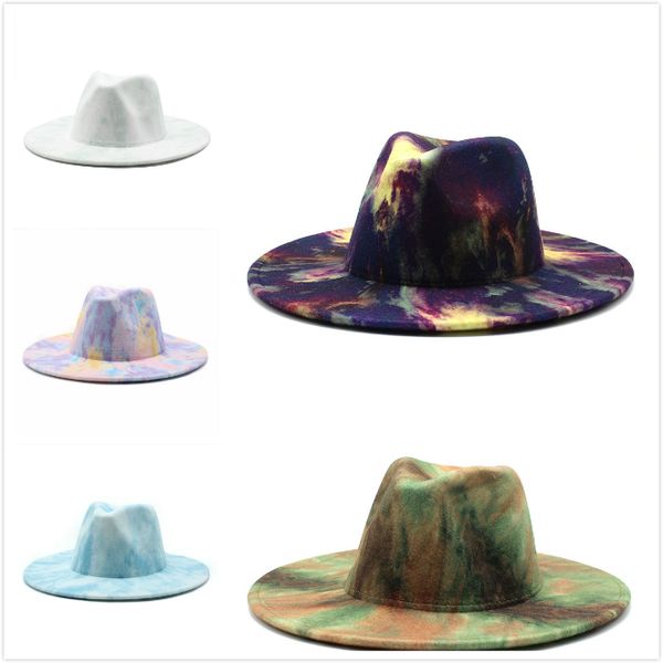 10 styles tie dye jazz formal hat lady felt fedora hats fashion british styles wide brim caps trilby chapeau for men women 3pcs, Blue;gray
10 styles tie dye jazz formal hat lady felt fedora hats fashion british styles wide brim caps trilby chapeau for men women 3pcs, Blue;gray