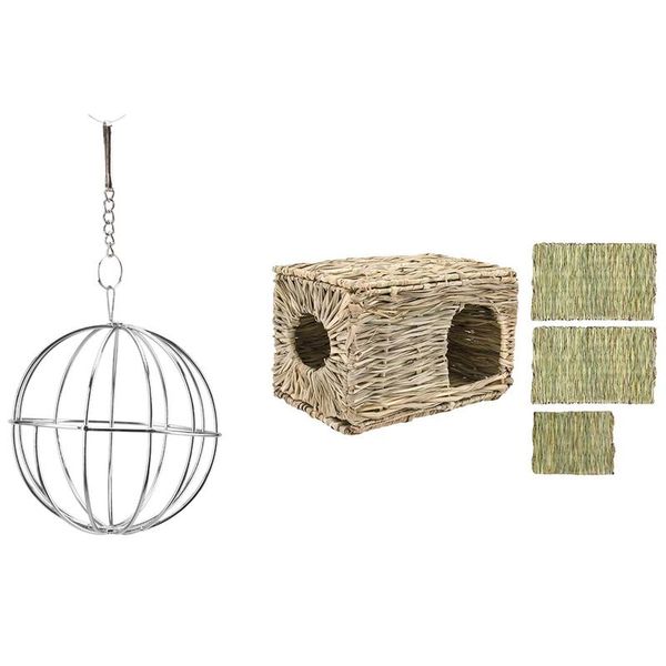 kennels & pens 1 pcs hanging ball toy sphere treat feed dispenser set hut hand-woven hay bed with 3 (2l + 1m) mats
kennels & pens 1 pcs hanging ball toy sphere treat feed dispenser set hut hand-woven hay bed with 3 (2l + 1m) mats