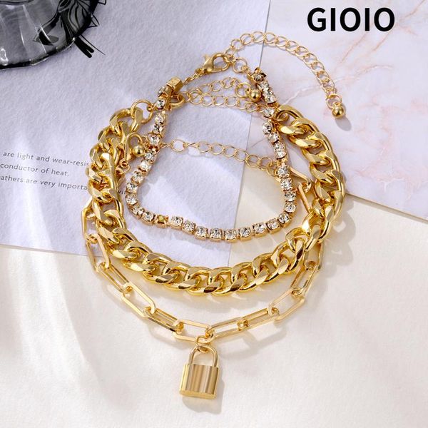 bangle gioioretro lock shape mixed chain bracelet set, personality hip-hop thick bangles for women, Black
bangle gioioretro lock shape mixed chain bracelet set, personality hip-hop thick bangles for women, Black