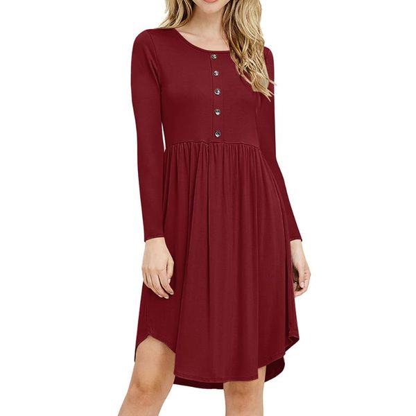 casual dresses pleated elastic waist long sleeve autumn winter swing knee length crew neck women dress button a line solid loose fit, Black;gray
casual dresses pleated elastic waist long sleeve autumn winter swing knee length crew neck women dress button a line solid loose fit, Black;gray