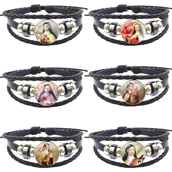 charm bracelets st therese brand jewelry with plated glass cabochon black leather bracelet bangle for valentine's day gift, Golden;silver
charm bracelets st therese brand jewelry with plated glass cabochon black leather bracelet bangle for valentine's day gift, Golden;silver
