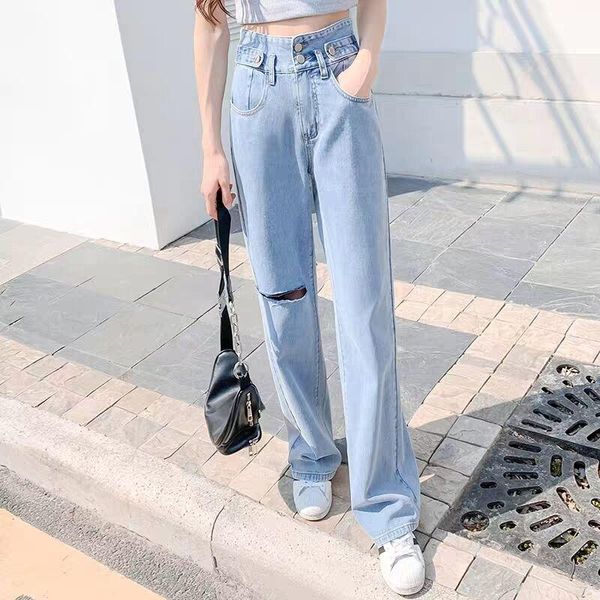 women's jeans woman ripped clothes high waisted 2021 summer streetwear baggy wide leg vintage fashion stretch harajuku straight pants, Blue
women's jeans woman ripped clothes high waisted 2021 summer streetwear baggy wide leg vintage fashion stretch harajuku straight pants, Blue