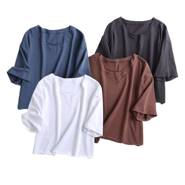 women's t-shirt 2021 summer women loose edge curling t-shirts with short sleeve female solid crop tees, White
women's t-shirt 2021 summer women loose edge curling t-shirts with short sleeve female solid crop tees, White