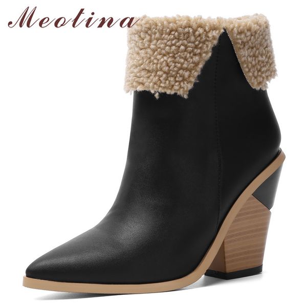 winter ankle boots women strange style heel short super shoes lady autumn size 34-43 210517, Black