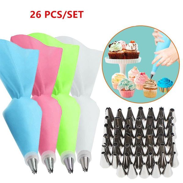 baking & pastry tools 26pcs/set silicone bag tips diy cake icing piping cream decorating reusable bags+24 nozzle set
baking & pastry tools 26pcs/set silicone bag tips diy cake icing piping cream decorating reusable bags+24 nozzle set