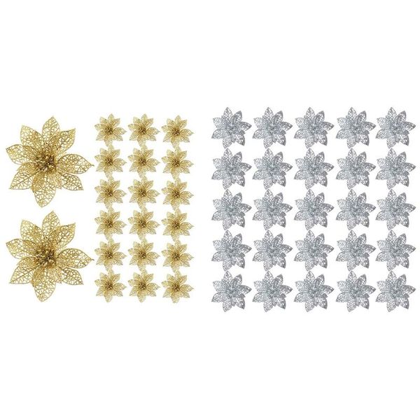 christmas decorations 40 pcs glitter tree ornaments artificial wedding poinsettia flowers silver & gold
christmas decorations 40 pcs glitter tree ornaments artificial wedding poinsettia flowers silver & gold