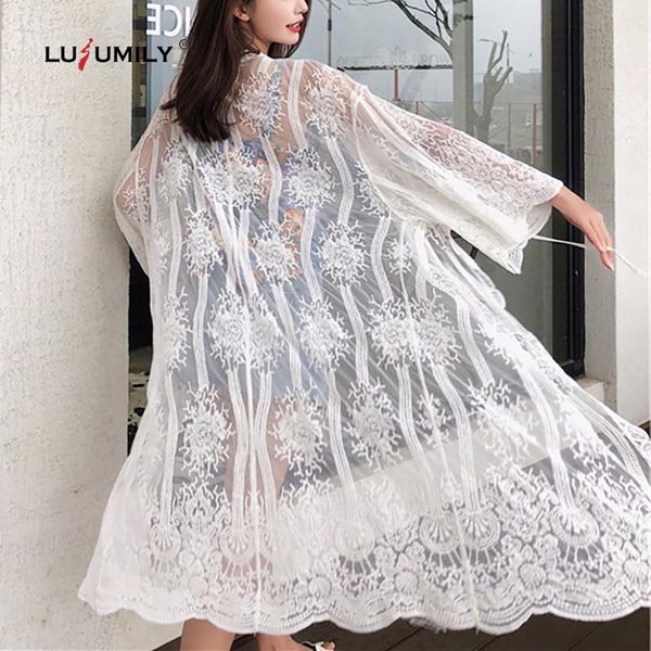 women's swimwear lusumily summer women kimono long cardigan bikini cover up wrap beachwear beach skirt cover-ups, White;black
women's swimwear lusumily summer women kimono long cardigan bikini cover up wrap beachwear beach skirt cover-ups, White;black