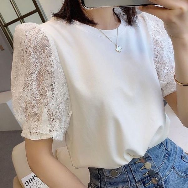 women's t-shirt elegant lace splicing ruff sleeve women summer 2021 o neck hollow out white korean vintage stylish office lady tees
women's t-shirt elegant lace splicing ruff sleeve women summer 2021 o neck hollow out white korean vintage stylish office lady tees