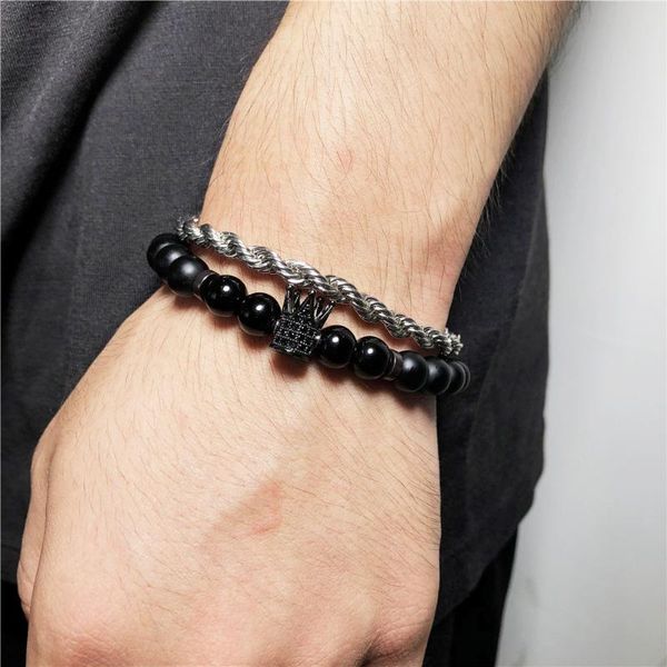 beaded, strands natural stone beads crown bracelets chain bracelet 2pc/sets mens jewellery friends royal pulsera hombre men jewelry, Black
beaded, strands natural stone beads crown bracelets chain bracelet 2pc/sets mens jewellery friends royal pulsera hombre men jewelry, Black