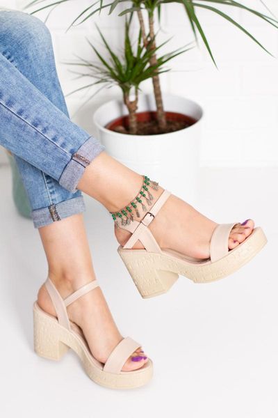 sandals women's beige platform, Black