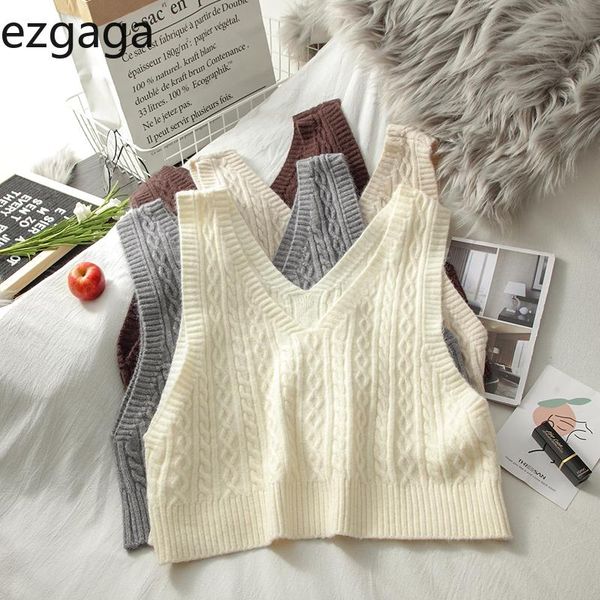 women's vests ezgaga women knitted sweater vest autumn 2021 korean fashion outwear female solid sleeveless v-neck loose short waistcoat, Black;white
women's vests ezgaga women knitted sweater vest autumn 2021 korean fashion outwear female solid sleeveless v-neck loose short waistcoat, Black;white