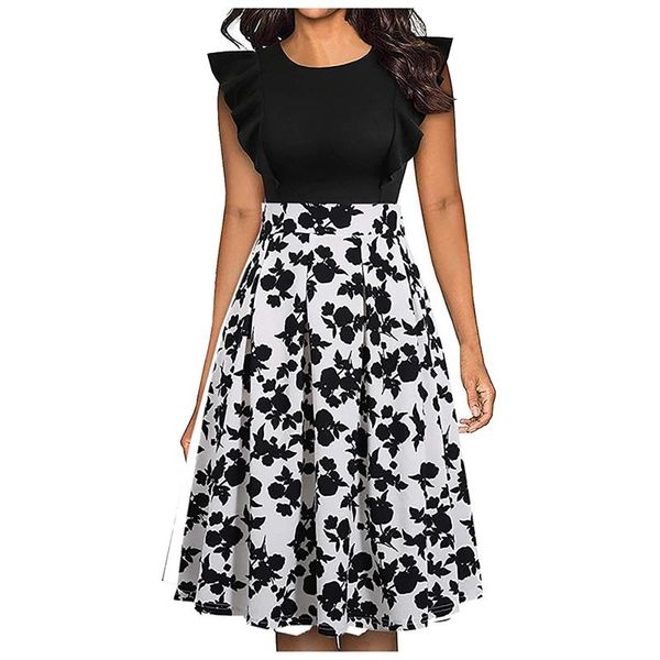 casual dresses women's dress office lady sleeveless o-neck floral print high waist butterfly knee-length vintage vestidos, Black;gray
casual dresses women's dress office lady sleeveless o-neck floral print high waist butterfly knee-length vintage vestidos, Black;gray