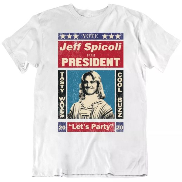 jeff spicoli for president parody fast times usa t shirt, White;black