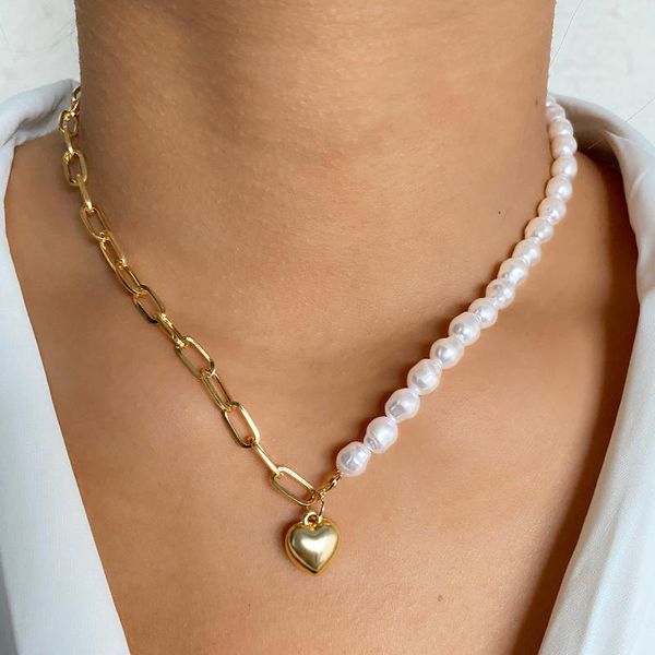 pendant necklaces 2021 gold chunky choker collar women thick pearl chains alloy heart necklace neck collier femme jewelry, Silver
pendant necklaces 2021 gold chunky choker collar women thick pearl chains alloy heart necklace neck collier femme jewelry, Silver