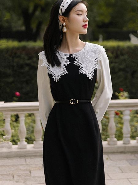 casual dresses 2021 autumn french elegant hepburn little black dress retro temperament lace embroidered lapel chic ladies ol, Black;gray
casual dresses 2021 autumn french elegant hepburn little black dress retro temperament lace embroidered lapel chic ladies ol, Black;gray