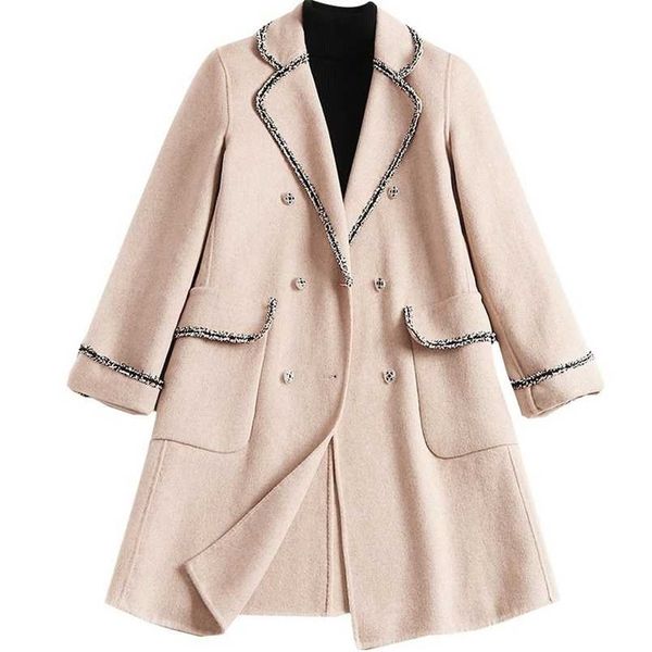 small fragrant double faced woolen coat women's winter lapel double breasted wool coat 211104, Black
small fragrant double faced woolen coat women's winter lapel double breasted wool coat 211104, Black