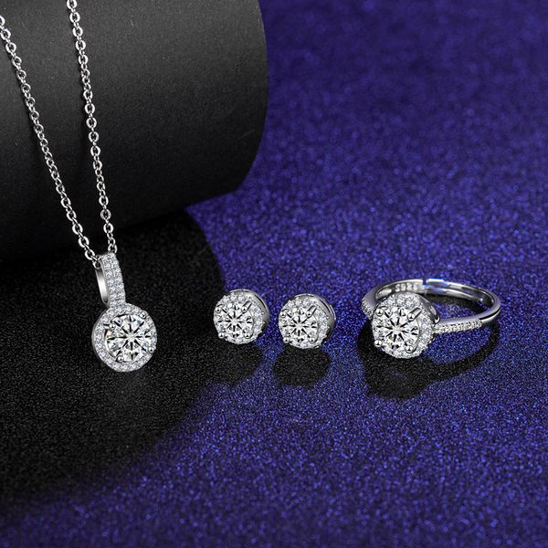 mosangshi jewelry set necklace ring earrings three piece set, Silver 
mosangshi jewelry set necklace ring earrings three piece set, Silver