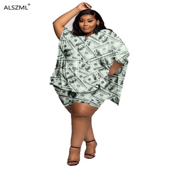 s-xxl dollar print two piece set 2021 summer street & home women tracksuit o neck loose t-shirt and matched shorts suit women's tracksu, Gray
s-xxl dollar print two piece set 2021 summer street & home women tracksuit o neck loose t-shirt and matched shorts suit women's tracksu, Gray