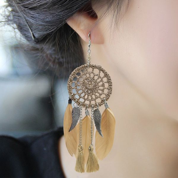 national style women's exquisite feather personality rings earrings fashion earrings, Silver
national style women's exquisite feather personality rings earrings fashion earrings, Silver