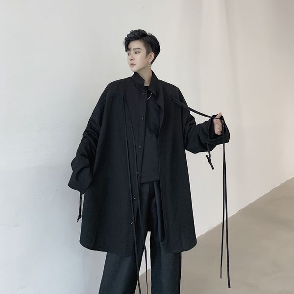 men's casual shirts men long sleeve drawstring loose stand collar black cardigan coat male japan streetwear hip hop punk gothic dress a, White;black
men's casual shirts men long sleeve drawstring loose stand collar black cardigan coat male japan streetwear hip hop punk gothic dress a, White;black