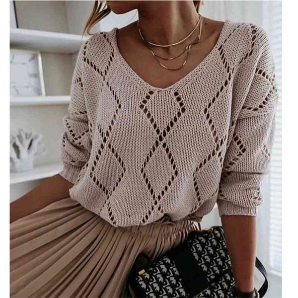 v neck hollow out pink sweater pull femme women plus size knitted white big autumn winter 210427, White;black
v neck hollow out pink sweater pull femme women plus size knitted white big autumn winter 210427, White;black