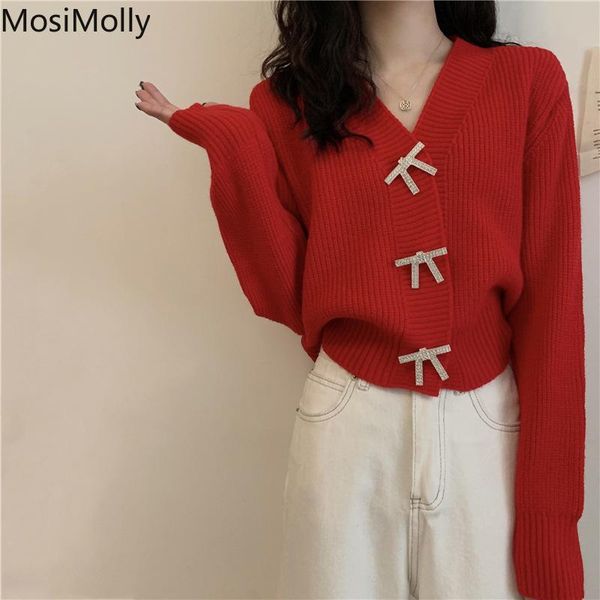 women's knits & tees mosimolly 2021 winter sweater cardigan knit jumper rhinestone bow button, White
women's knits & tees mosimolly 2021 winter sweater cardigan knit jumper rhinestone bow button, White