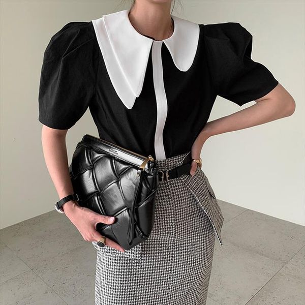 summer elegant ol korean womens shirt chic lapel loose puff sleeve contrast color blusas fashion casual female, White
summer elegant ol korean womens shirt chic lapel loose puff sleeve contrast color blusas fashion casual female, White