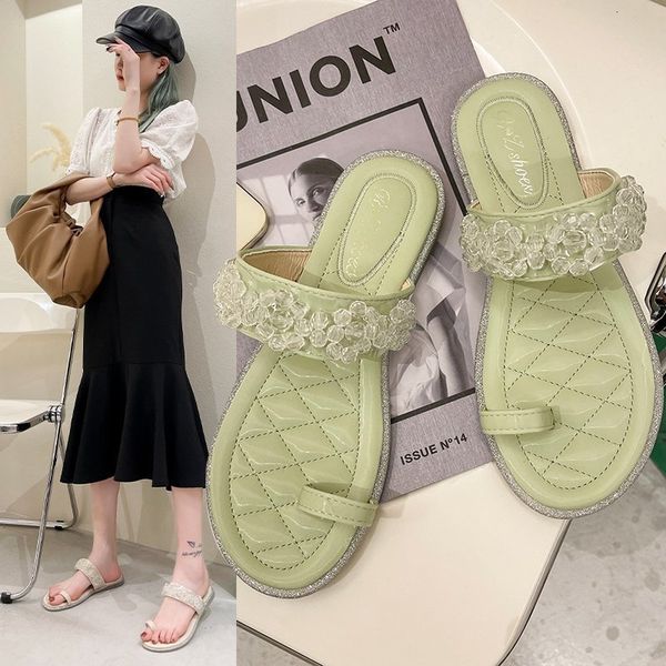 women's slippers korean fashion beaded toe flat women's slippers soft bottomed beach sandals, Black
women's slippers korean fashion beaded toe flat women's slippers soft bottomed beach sandals, Black