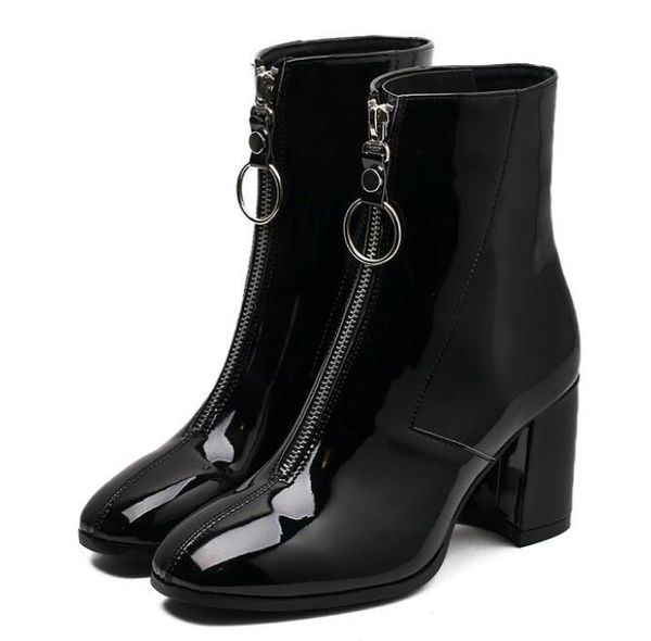 boots women shoes zipper woman front big open botas mid-calf botines winter thick high heels patent leather booties l273, Black
boots women shoes zipper woman front big open botas mid-calf botines winter thick high heels patent leather booties l273, Black