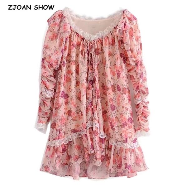 sweet lacing stitching floral print pink chiffon long sleeve ruffles dress women single-breasted buttons mini dresses holiday 210429, Black;gray
sweet lacing stitching floral print pink chiffon long sleeve ruffles dress women single-breasted buttons mini dresses holiday 210429, Black;gray