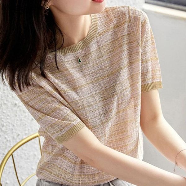 women's blouses & shirts vintage knitted wonen summer office lady elegant plaid slim woman shirt korean chic short sleeve female clothi, White
women's blouses & shirts vintage knitted wonen summer office lady elegant plaid slim woman shirt korean chic short sleeve female clothi, White