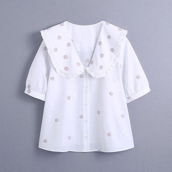 women's blouses & shirts baby collar sweet daisy flower embroidered blouse for summer style versatile age-reducing small, White
women's blouses & shirts baby collar sweet daisy flower embroidered blouse for summer style versatile age-reducing small, White
