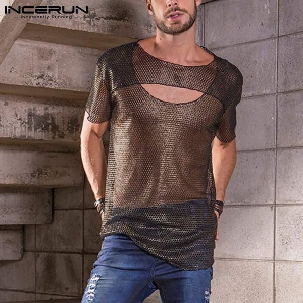 men's t-shirts incerun summer men mesh t shirt see through hollow out streetwear short sleeve irregular tee 2021 party camisetas 5, White;black
men's t-shirts incerun summer men mesh t shirt see through hollow out streetwear short sleeve irregular tee 2021 party camisetas 5, White;black