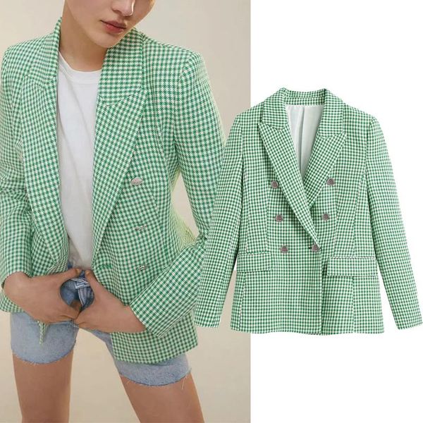 women's suits & blazers women blazer office wear fashion double breasted green pink plaid long sleeve pockets jacket coat female, White;black
women's suits & blazers women blazer office wear fashion double breasted green pink plaid long sleeve pockets jacket coat female, White;black