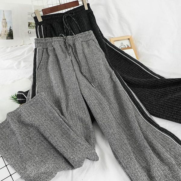 women's pants & capris glauke women high waist knitting casual wide leg culottes trousers loose ladies female concise all-match, Black;white
women's pants & capris glauke women high waist knitting casual wide leg culottes trousers loose ladies female concise all-match, Black;white