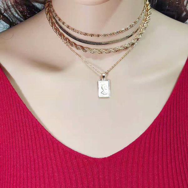 pendant necklaces ant angel layered necklace simple geometric twisted chain temperament snake bone portrait, Silver
pendant necklaces ant angel layered necklace simple geometric twisted chain temperament snake bone portrait, Silver