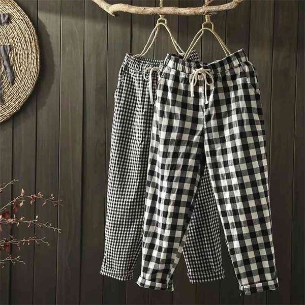 spring summer plaid pant's harem pants s drawstring waist large size casual loose cotton linen trouser 210721, Black;white
spring summer plaid pant's harem pants s drawstring waist large size casual loose cotton linen trouser 210721, Black;white