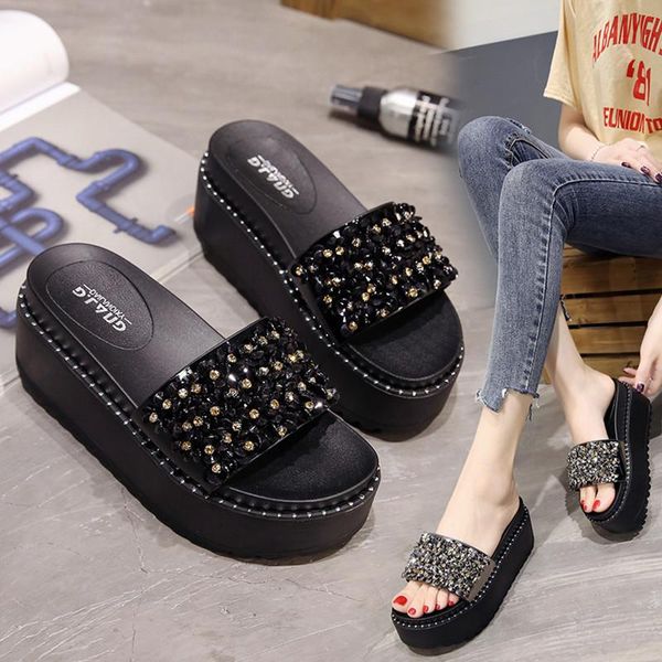 shoes woman's slippers platform luxury slides on a wedge heeled mules string bead 2021 designer flat summer high rubber pu, Black
shoes woman's slippers platform luxury slides on a wedge heeled mules string bead 2021 designer flat summer high rubber pu, Black