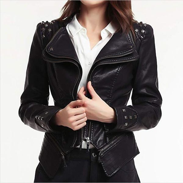 lugentolo faux leather jacket women plus size slim moto jackets double zipper rivet stitching pu women's &, Black
lugentolo faux leather jacket women plus size slim moto jackets double zipper rivet stitching pu women's &, Black