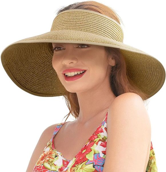 wide brim hats summer women sun visors foldable packable roll up beach hat straw visor uv protection, Blue;gray
wide brim hats summer women sun visors foldable packable roll up beach hat straw visor uv protection, Blue;gray