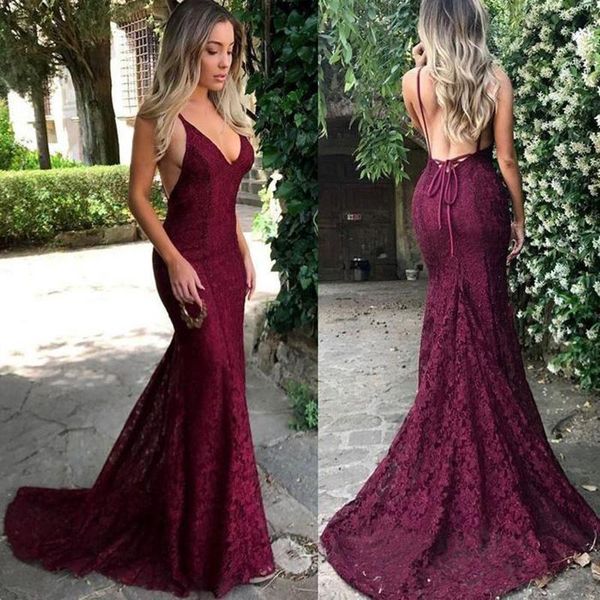 party dresses v neck burgundy lace formal evening backless mermaid prom long celebrity gowns graduation, White;black
party dresses v neck burgundy lace formal evening backless mermaid prom long celebrity gowns graduation, White;black