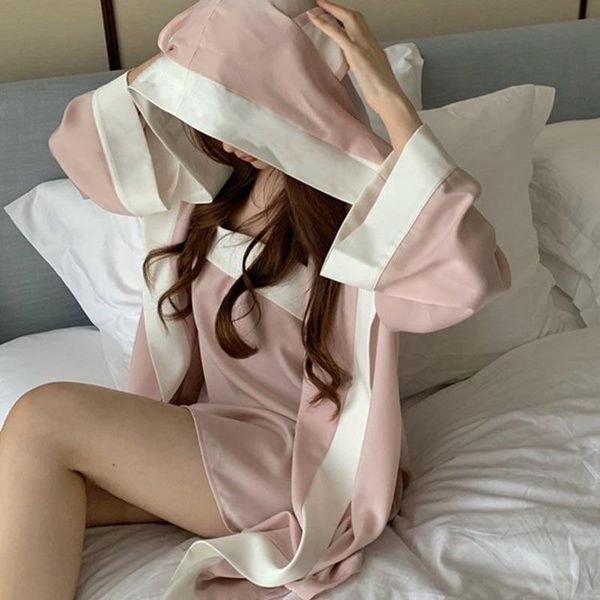 robes nightdress two piece set women spring summer 2021 sleepwear cute nightgown girls mini dress nightwear pijamas women's, Black;red
robes nightdress two piece set women spring summer 2021 sleepwear cute nightgown girls mini dress nightwear pijamas women's, Black;red