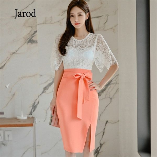summer 2 piece sets korea white lace shirt + bodycon bowknot midi pencil skirt female office suit dresses 210519
summer 2 piece sets korea white lace shirt + bodycon bowknot midi pencil skirt female office suit dresses 210519