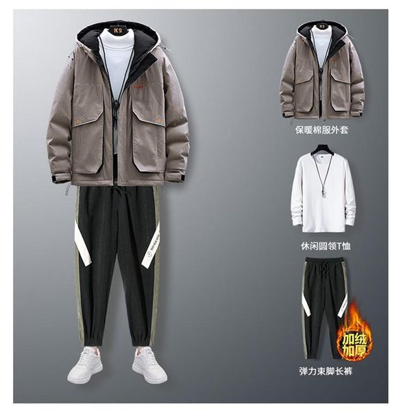 men's tracksuits suit fashion personality thick casual wear men winter warm hooded plus cotton coat, Gray
men's tracksuits suit fashion personality thick casual wear men winter warm hooded plus cotton coat, Gray