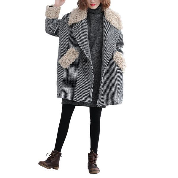 women's wool & blends fairynatural black striped winter jacket female fur collar coat women long sleeve warm retro clothing casual over
women's wool & blends fairynatural black striped winter jacket female fur collar coat women long sleeve warm retro clothing casual over