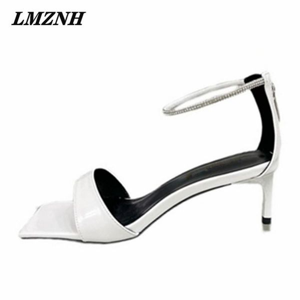 dress shoes lmznh 2021 simple summer women sandals solid zipper-sid stiletto rhinestone square toe high heels all-match rome, Black 
dress shoes lmznh 2021 simple summer women sandals solid zipper-sid stiletto rhinestone square toe high heels all-match rome, Black