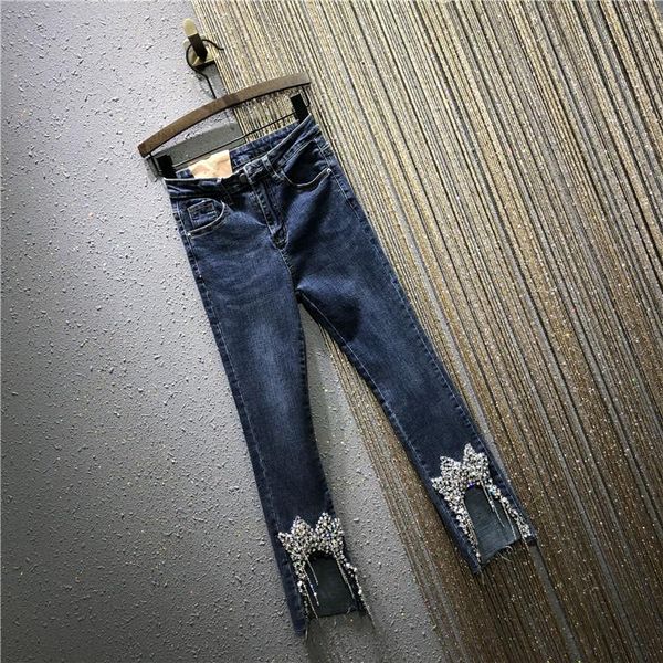 women's jeans european diamond woman 2021 spring high-waist slim stretch rhinestone beaded tassel cropped jean, Blue
women's jeans european diamond woman 2021 spring high-waist slim stretch rhinestone beaded tassel cropped jean, Blue