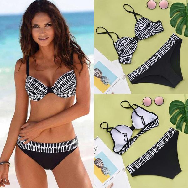women's swimwear bikinis 2021 leopard women swimsuit flower halter beach wear push up bathing suits female striped bikini set, White;black
women's swimwear bikinis 2021 leopard women swimsuit flower halter beach wear push up bathing suits female striped bikini set, White;black
